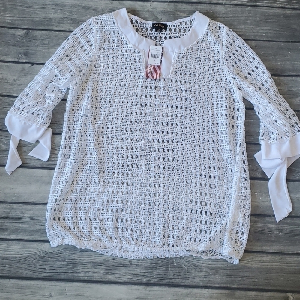 NWT Ladies Cal Style Crochet Swimsuit Cover Sz XL